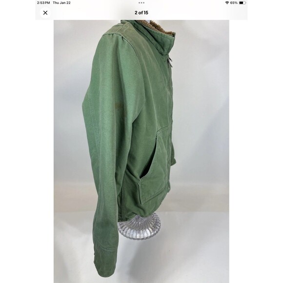Vintage Carhartt Women’s Green Jacket Sherpa Lined WJ022 394 Medium Chore Coat - Picture 9 of 9